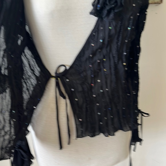 Kaelyn-Max Beautiful Black Frilly Top Jacket with Sequins Size - Picture 7 of 11